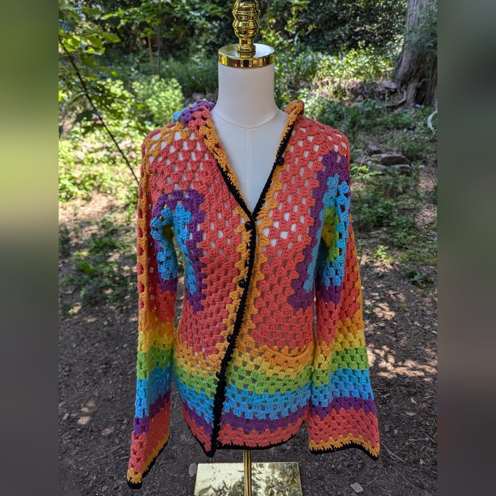 UNIF Rainbow Colorful Crochet Cardigan - Picture 3 of 8